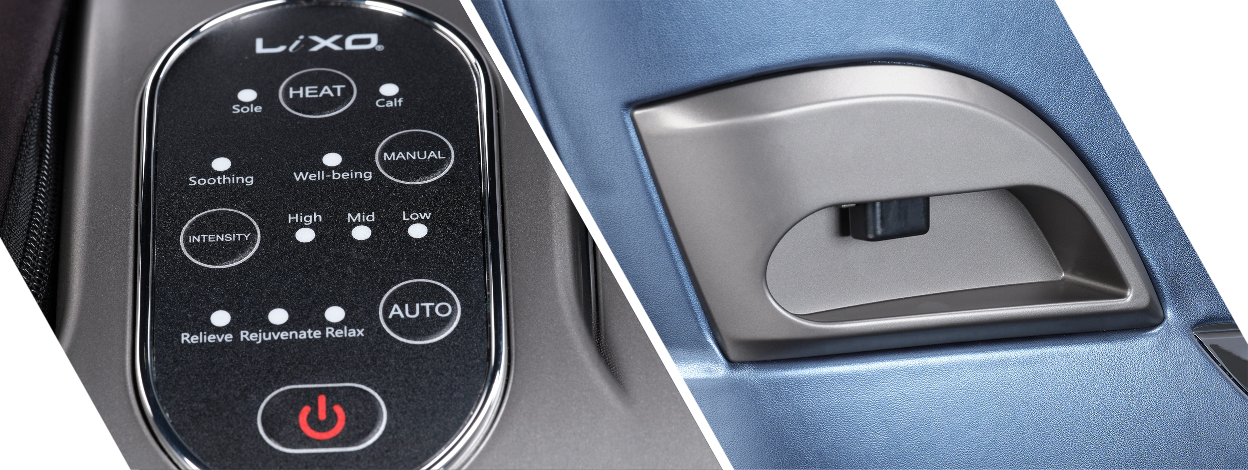 LI950 Foot and Calf Massager Control Buttons and Side View